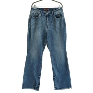 Judy Blue Bootcut Jeans Women's 14W Medium Wash Raw Hem Stretch Boho Cowgirl